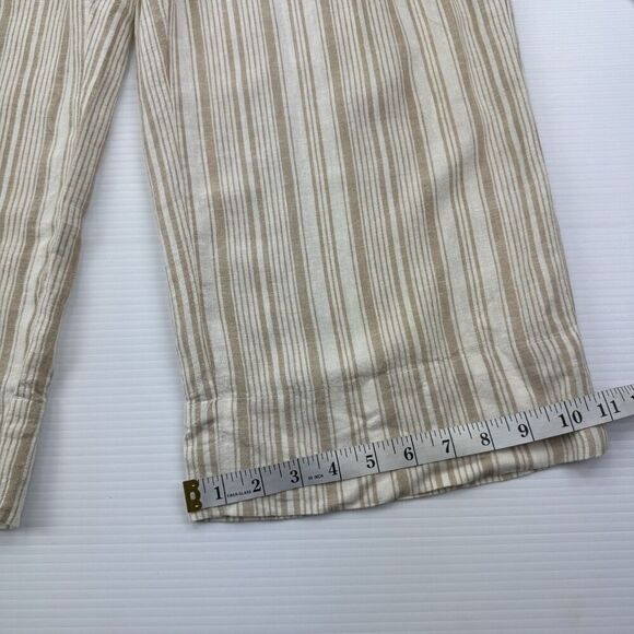 Zac & Rachel Tan White Stripe Wide Leg Cropped Pants Size Medium Boho Style - Picture 9 of 9